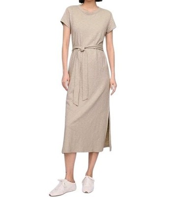 Gap Tan T Shirt Dress S Belted Minimalist Everyday Capsule Wardrobe Basic Dress