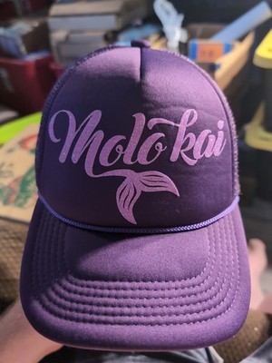 Vintage Trucker Hat Cap Snapback Mermaid Purple Molo Kai Molokai Sparkles