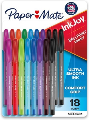 Paper Mate InkJoy 100ST Ballpoint Pens 1.0mm Assorted Colors 18 Pack for Offices