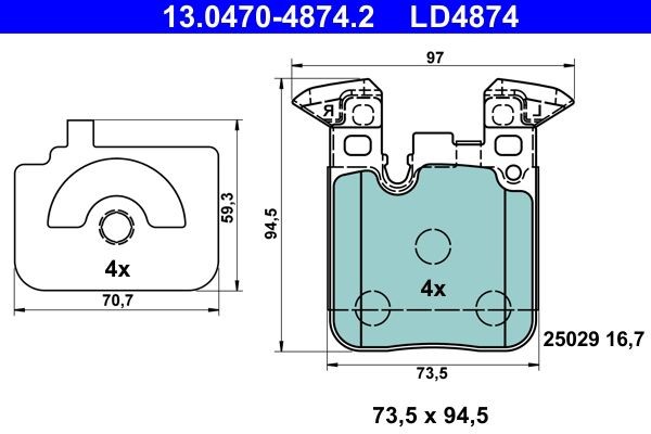 Bremsbelagsatz Scheibenbremse Hinten Ate 130470 48742 FÜR Bmw-image