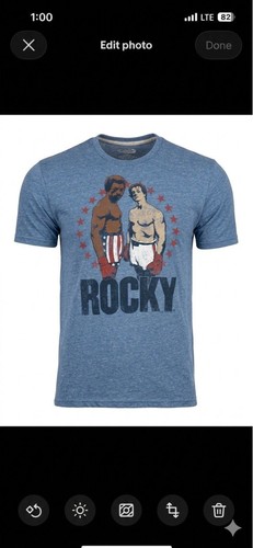 Rocky Balboa Apollo Creed Shirt Men Medium Light Blue Short Sleeve Front Graphic