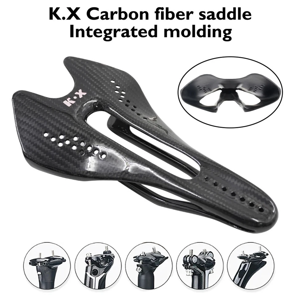 Cojín de asiento integrado de fibra de carbono mate/brillante 3K para bicicletas de montaña/carretera Foto 4 de 4