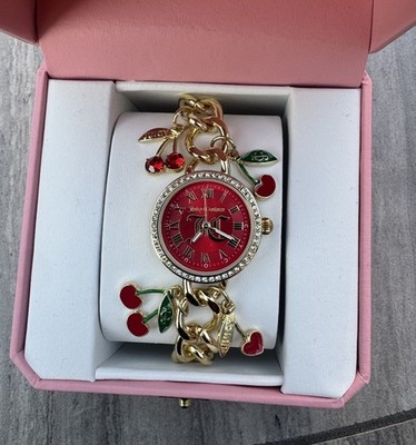 Juicy Couture Cherry Charm Bracelet Watch Red Dial Gold Tone  display picture 2