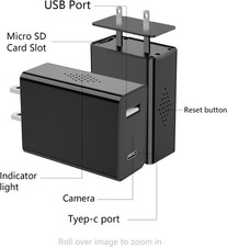 Wireless Smart Charger Camera - Mini HD 1080P WiFi Camera with Night Vision - D