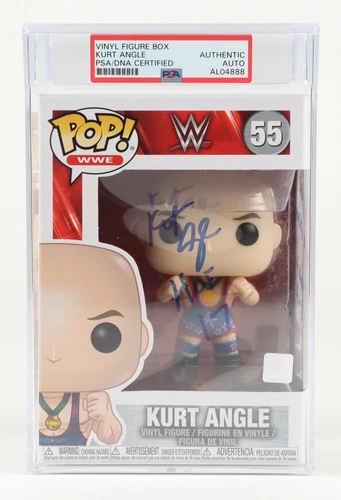 Kurt Angle WWE #55 Signed Funko Pop PSA Encapsulated JSA E3
