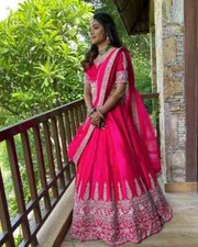 Latest Unique Designer Malay Satin Silk Lehenga Choli With Dupatta For Reception