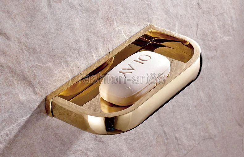 Gold Polished Brass Bathroom Accessory Soap Dish Holder Wall Mount fba847 - Image 3 of 4