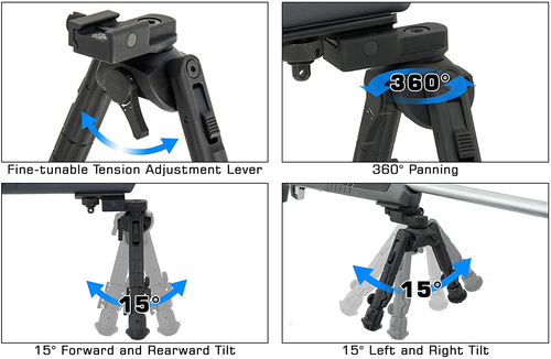 Bipod Low Profile Offset Picatinny 7 9in Center Height Durable Aircraft Aluminum - Picture 5 of 6