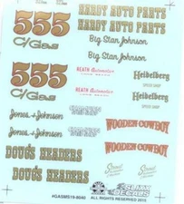 Slixx 8040 Gasser 19 Sheet 1/24 1/25 waterslide decal