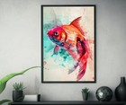 Vibrant Koi Goldfish Watercolor Art - Psychedelic Poster - Exotic Fish Wall