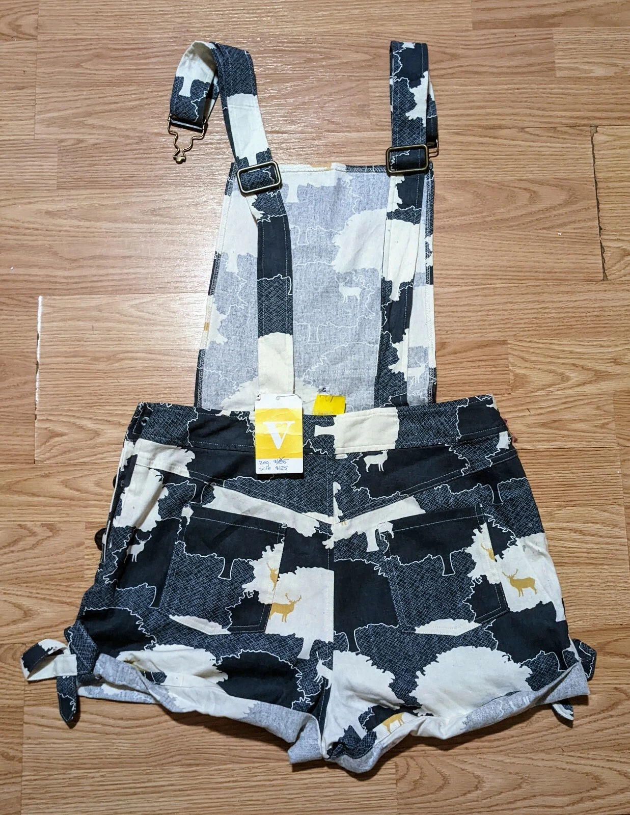 Vaute Overalls Romper S Rare Deer Print Cotton Canvas Summer Whimsical - product detail image 4