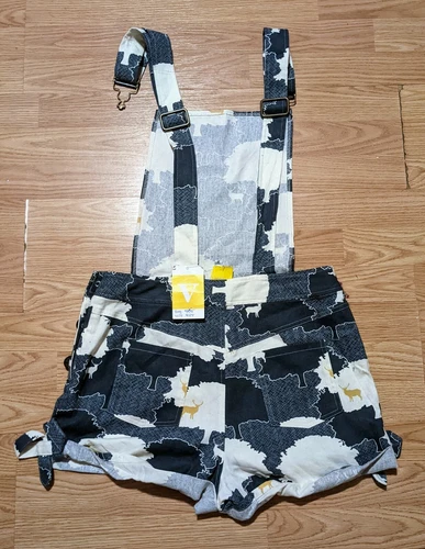 Vaute Overalls Romper S Rare Deer Print Cotton Canvas Summer Whimsical image 4