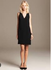 Banana Republic Black T-back Shift Dress Sz 2 Womens Pockets Little Black Dress