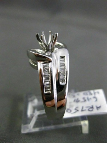ESTATE WIDE .50CT DIAMOND 14KT WHITE GOLD SWIRL SEMI MOUNT ENGAGEMENT RING - Picture 5 of 12