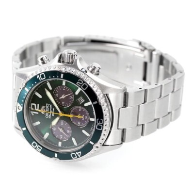 Orient Mako RN-TX0204E Panda Green Solar Chronograph Analog Wrist