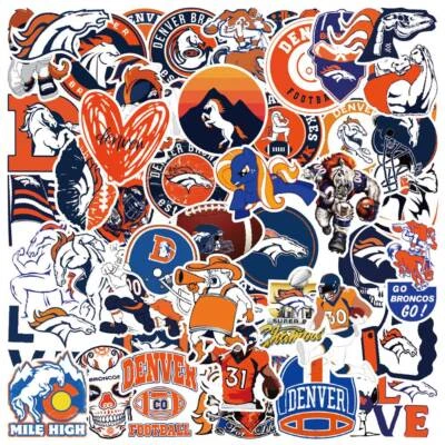 4 CLASSY GIFTS Denver Broncos Sticker Vinyl Decal NFL Car Truck Window Yeti Sport Pack Lot 50pc
