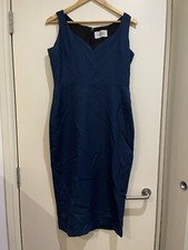 Tara Starlet - Pencil Wiggle Dress - Blue Check - Size 14