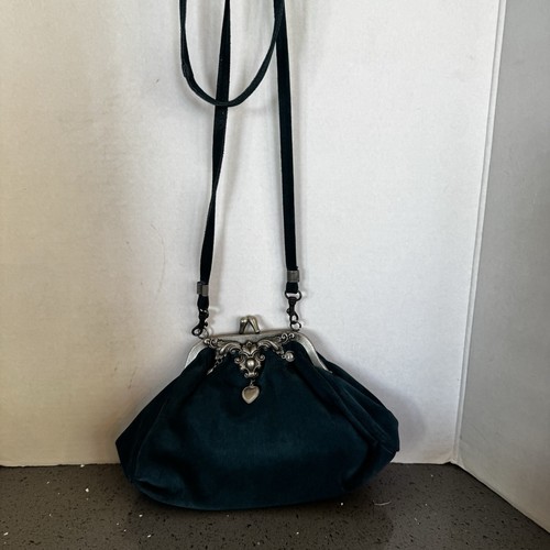 Borsa formale a tracolla vintage Teufel Design Aqua scamosciata made in Germany 4009 - Foto 3 di 7