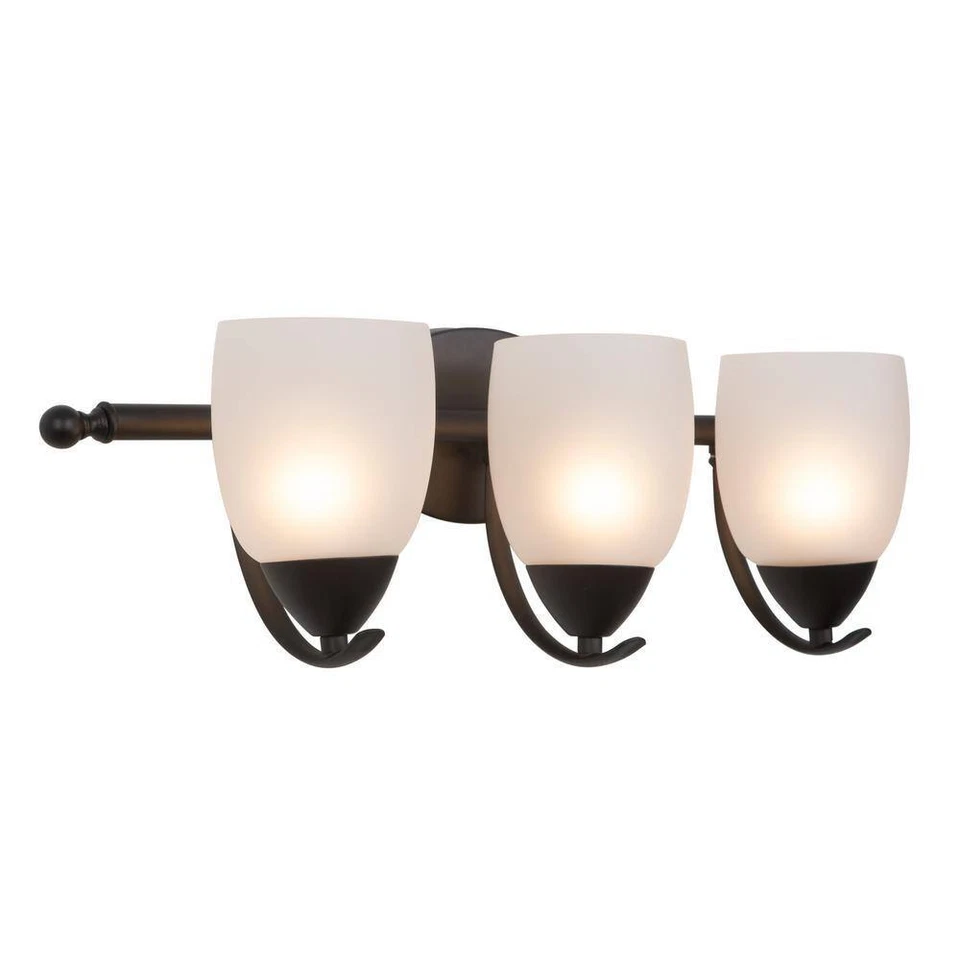 Espejo de tocador de baño Yosemite para decoración del hogar lago 3 luces bronce frotado con aceite Foto 3 de 4