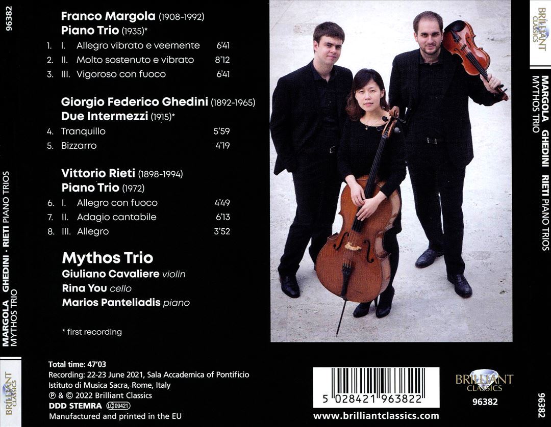MYTHOS TRIO MARGOLA, GHEDINI, RIETI: PIANO TRIOS NEW CD 5028421963822| eBay
