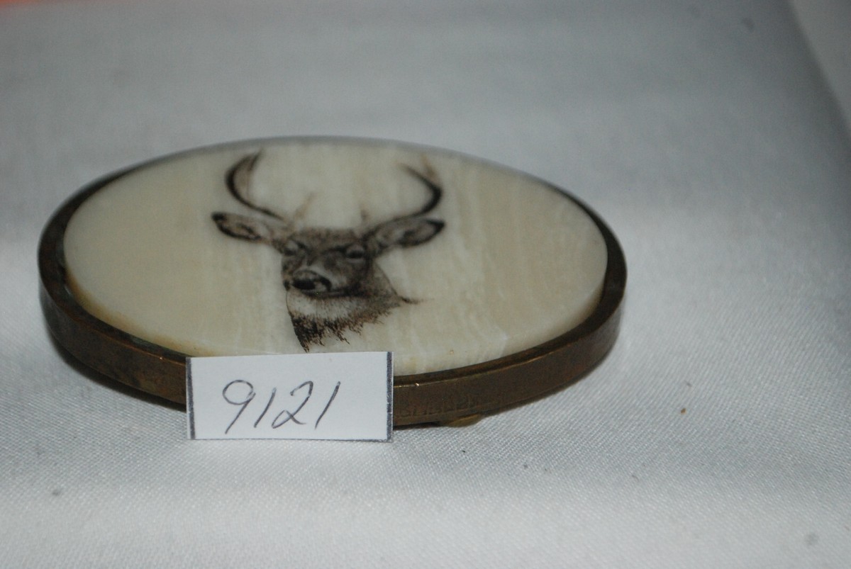 Men’s Belt Buckle Deer Head Buck Hunter White Tailed Deer Oval  View 6