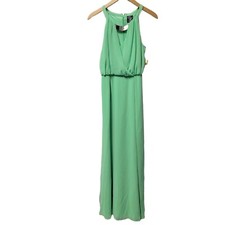 Vince Camuto Dress Green Maxi Lined Mirror Neckline Accent Dress Size 0 NEW NWT