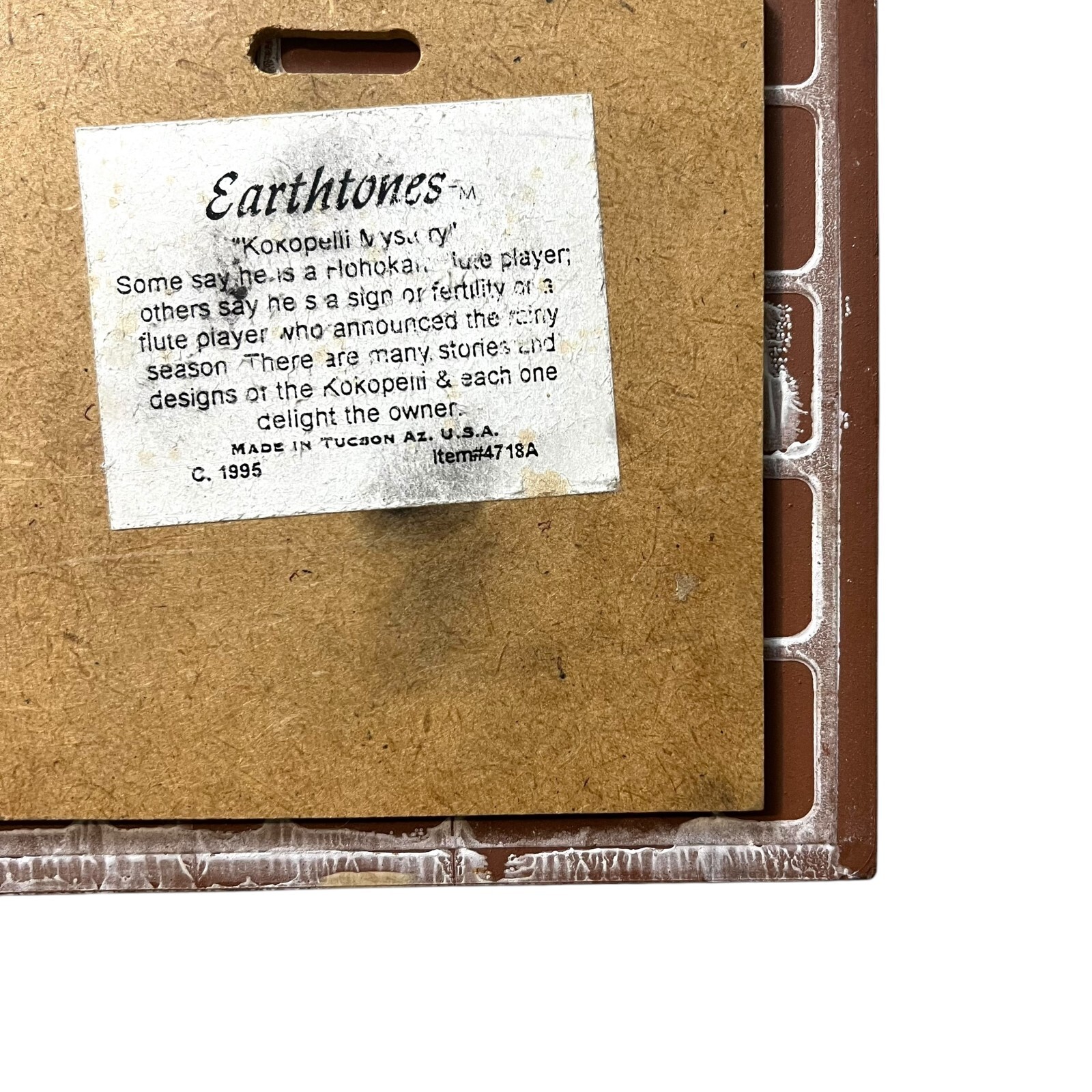 Earthtones Kokopelli Ceramic Wall Art Tile 1995 Southwest Handmade Tucson 6 in