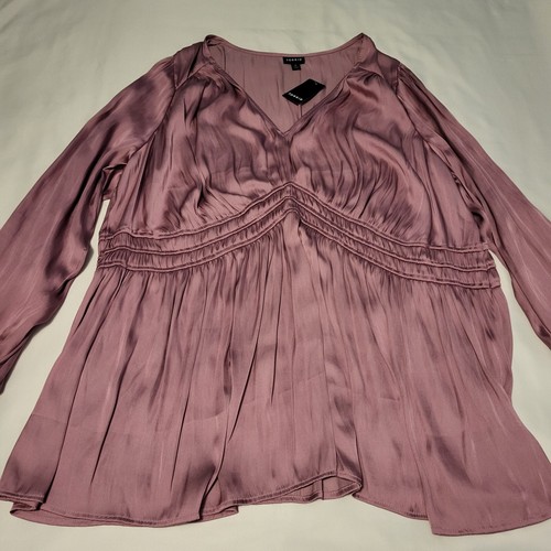 Torrid Womens Peplum Satin Smocked Waist Top Size 4 New With Tags Plus size
