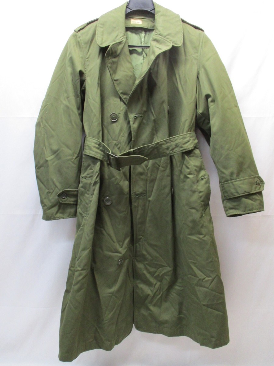VINTAGE VIETNAM TRENCH COAT US MILITARY OD GREEN 1967 SMALL