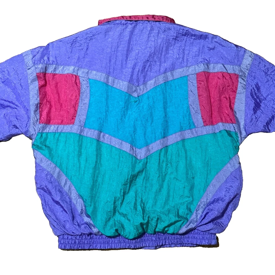 Chaqueta cortavientos forrada púrpura de nailon de colección SHELL SHOCK cremallera cintura elástica grande Foto 2 de 4