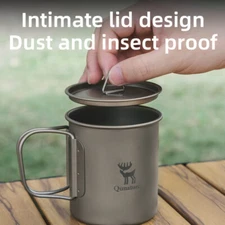 375ml Stainless Steel Camping Cup Double Wall Insulated Coffee Mug w/Hiking Hook