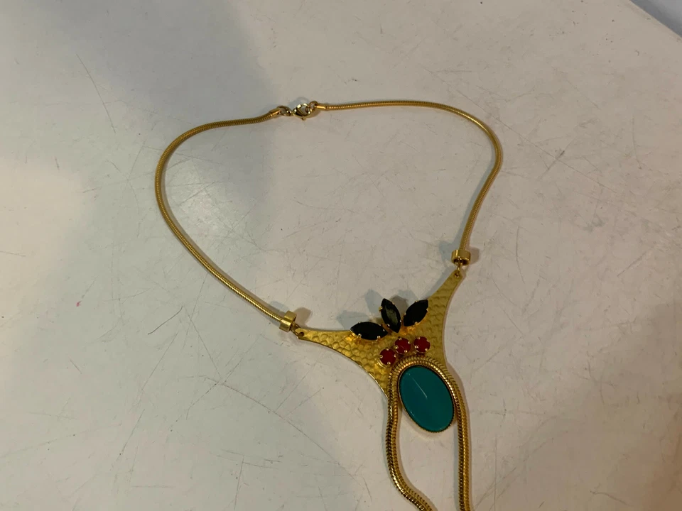 Angel Court Tan Tan Gold Tone Jeweled Necklace - Image 2 of 4