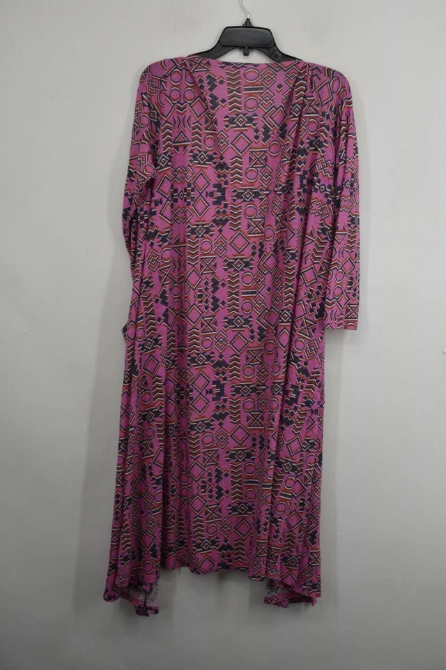 LuLaRoe Womens Pink Overall Print Open Front Long Sleeve Cardigan Size Large - Image 2 of 4