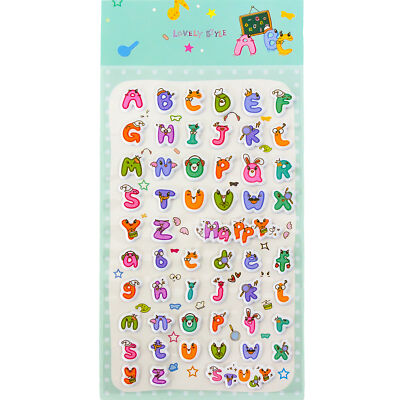 ABC Alphabet 3D Sticker 52 Buchstaben Set Aufkleber Kinder Spielen Lernen 