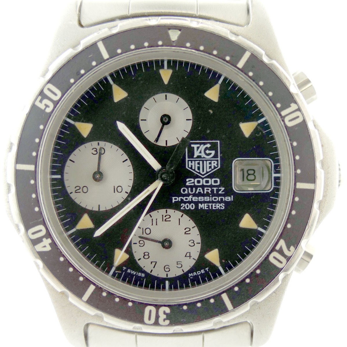 TAG HEUER 2000 PROF 273.206 BLACK DIAL CHRONO S.S. MENS  display picture 2