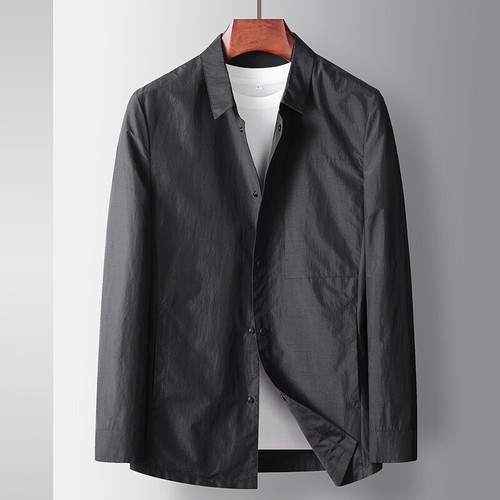 Men's Jacket 2025 Spring Lapel Shirt Casual Tops Thin Business Work Overcoat New - Picture 7 of 25