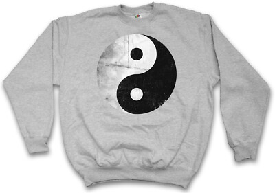 YIN YANG VINTAGE LOGO SIGN SWEATSHIRT PULLOVER China Symbol Black White Zeichen