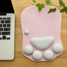 Cat Paw Mouse Pad with Wrist Support, Soft Silicone, Non-Slip, Pink. Free ship 