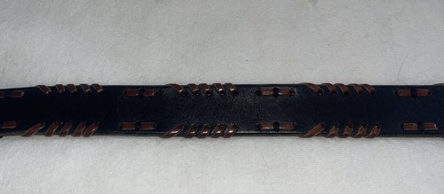 Trafalgar Belt Black Brown Stitch Brass Italian Vegetable Tanned Leather 36 - Picture 7 of 15