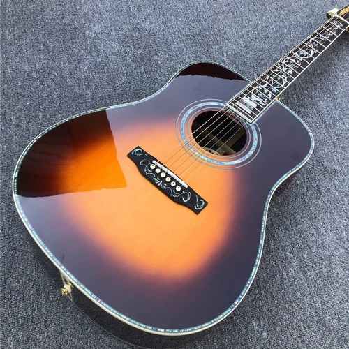 41 Inch D Type Sunburst Solid Spruce Acoustic Guitar Abalone Ebony Fingerboard