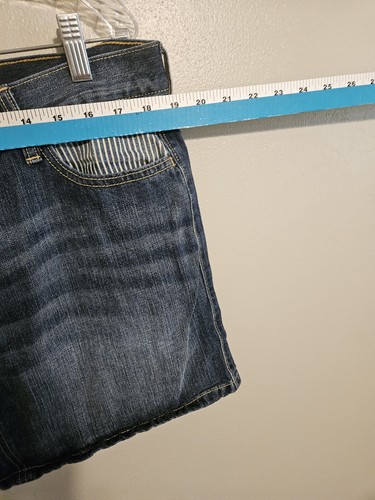 Old Navy Womens Blue Mini Denim Railroad Stripe Pockets Jean Skirt Size 14 - Picture 6 of 8