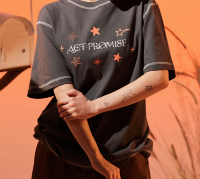 TXT ACT : PROMISE S/S T-SHIRT grey Size M + 2 UNIT PHOTO CARDS Set