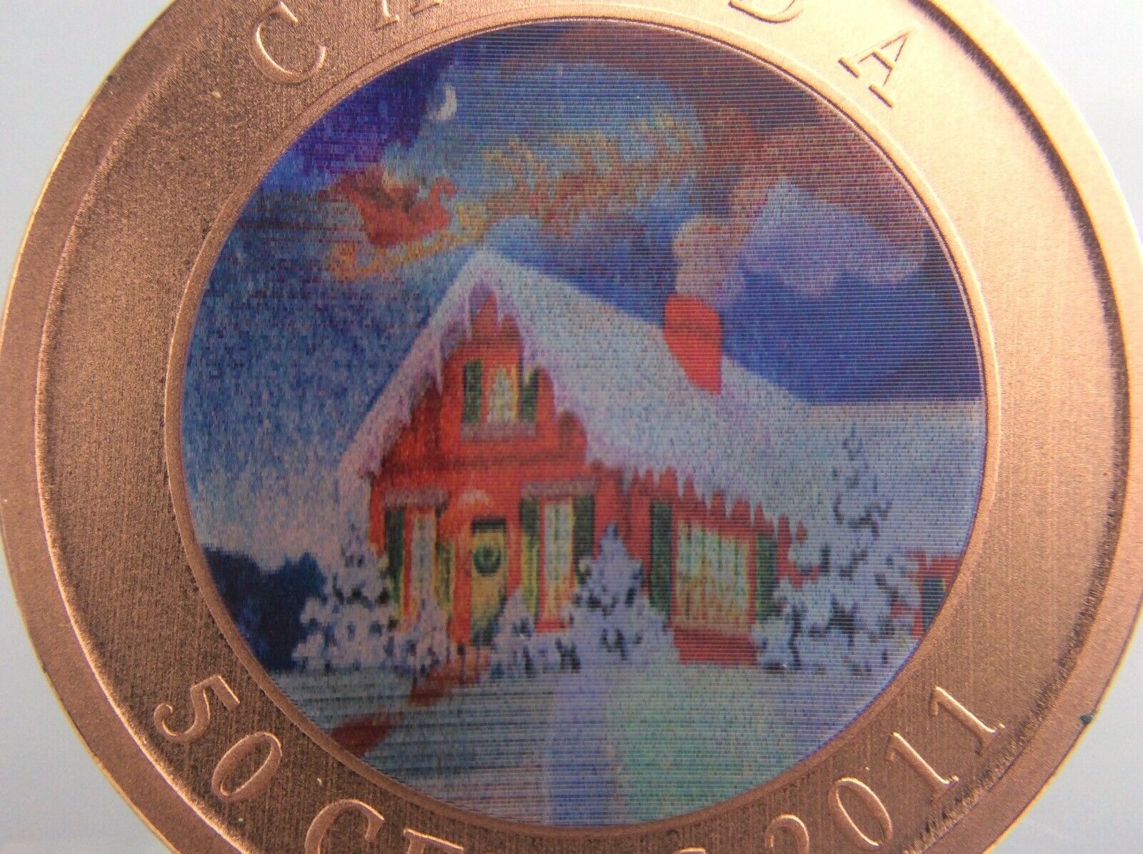 2011 Canada 50 Cents Gifts From Santa Holiday Lenticular Coin Specimen V043