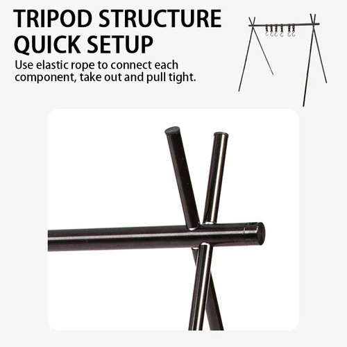 Estante colgante para camping al aire libre trípode plegable con gancho utensilios de cocina sartén nuevo - Imagen 4 de 21