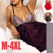 Plus Size Sexy Babydoll Lingerie Valentines Lace Chemise Sexy Exotic Negligee US