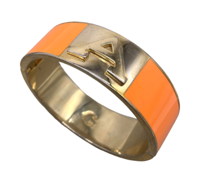 C Wonder Initial A Orange Enamel Cuff Hinged Bangle Bracelet  display picture 2