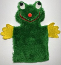 Vintage Frog Hand Puppet Sherman Plush Pretend Play Made In USA