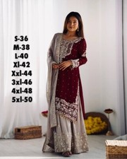 3 XL Eid Dress Maroon Pakistani Salwar Kameez Ready made Suits Wedding Party New