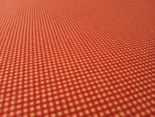 Rustic Vintage Red Gingham Print Fabric Tight Print Red Beige Cotton Primitive