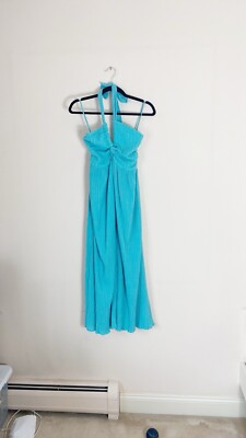 MARA HOFFMAN Swim Dress Annika Midi Maxi Halter Flowy Beachy Light Teal X  Small | eBay